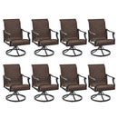 EROMMY Patio Wicker Swivel Chair Set of 8, Heavy Duty Outdoor Dining Chair with 23.5'' High Back, Extra-Large Water-Fall Seat, Gentle Rocker