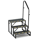 EROMMY 3-Step RV Steps with Handrail, 660 LBS Metal RV Stairs with Armrest Cover, Anti-Slip Hot Tub Steps, Mobile Home Steps with Non-Skid Tapes