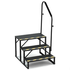 EROMMY 3-Step RV Steps with Handrail, 660 LBS Metal RV Stairs with Armrest Cover, Anti-Slip Hot Tub Steps, Mobile Home Steps with Non-Skid Tapes
