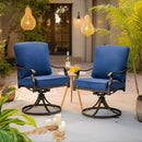 EROMMY Patio Swivel Chair Set of 2, Heavy Duty Outdoor Dining Chairs with Thickened Cushions, Metal Patio Chairs Gentle Rocker for Outside, Blue-Erommy