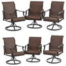EROMMY Patio Wicker Swivel Chair Set of 6, Heavy Duty Outdoor Dining Chair with 23.5'' High Back, Extra-Large Water-Fall Seat, Gentle Rocker