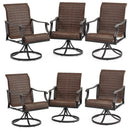 EROMMY Patio Wicker Swivel Chair Set of 6, Heavy Duty Outdoor Dining Chair with 23.5'' High Back, Extra-Large Water-Fall Seat, Gentle Rocker