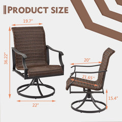 EROMMY Patio Wicker Swivel Chair Set of 2, Heavy Duty Outdoor Dining Chair with 23.5'' High Back, Extra-Large Water-Fall Seat, Gentle Rocker-Erommy