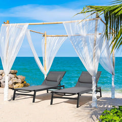 EROMMY Outdoor Chaise Lounge Set of 2, Patio Lounge Chair with Wheels and 5-Position Adjustable Backrest, Aluminum Recliner-Erommy
