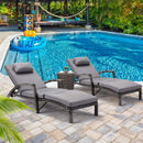 EROMMY Patio Lounge Chair Set of 2 with Headpillow & Cushion, Gray