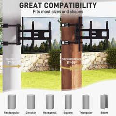 EROMMY Outdoor Gazebo TV Mount No Drill for Post, Full Motion Pergola TV Mount, Adjustable Weatherproof TV Bracket, Fits 27-65 Inch TVs, Holds 77 lbs