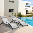 EROMMY Set of 2 Textilene Recliner Chairs All-Weather Outdoor Lounge Chairs with Adjustable Backrest, Patio Chaise Lounges, for Beach Yard Pool,Grey-Erommy