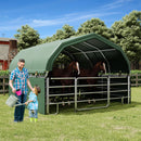 EROMMY 12'x12'x9.2' Corral and Livestock Shelter, Heavy Duty Round Style Canopy, Waterproof and UV Treated Steel Frame Cover, Easy Assembly Stable and Temporary Farm Shed, Green