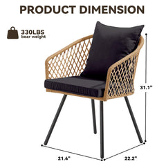 EROMMY All-Weather Patio Dining Chairs Set of 4, w/ Cushions & Armrests, Modern Outdoor Seating, Beige & Black
