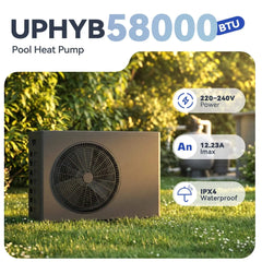 EROMMY 58000BTU DC Inverter Pool Heat Pump, Smart WiFi, Heating & Cooling, for Pools up to 18,000 Gallons, Up to 11.08 COP, 220V