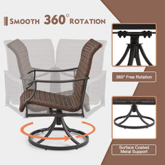 EROMMY Patio Wicker Swivel Chair Set of 2, Heavy Duty Outdoor Dining Chair with 23.5'' High Back, Extra-Large Water-Fall Seat, Gentle Rocker-Erommy
