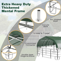 EROMMY 12'x12'x9.2' Corral and Livestock Shelter, Heavy Duty Round Style Canopy, Waterproof and UV Treated Steel Frame Cover, Easy Assembly Stable and Temporary Farm Shed, Green