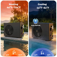 EROMMY 35000BTU DC Inverter Pool Heat Pump, Smart WiFi, Heating & Cooling, for Pools up to 10,000 Gallons, Up to 9.8 COP, 220V
