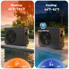 EROMMY 35000BTU DC Inverter Pool Heat Pump, Smart WiFi, Heating & Cooling, for Pools up to 10,000 Gallons, Up to 9.8 COP, 220V