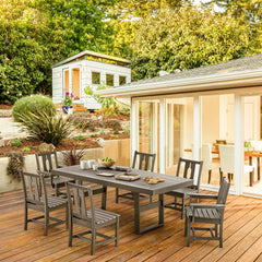 EROMMY HDPE Dining Table, Patio Conversation Table for 4-6 Persons with Weather Resistant & Easy Maintenance, Perfect for Garden, Outdoor, Grey-Erommy