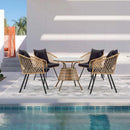 EROMMY All-Weather Patio Dining Chairs Set of 4, w/ Cushions & Armrests, Modern Outdoor Seating, Beige & Black