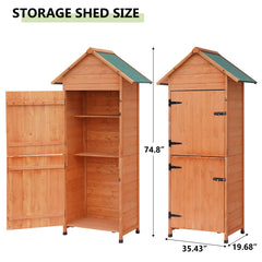 EROMMY Wood Outdoor Storage Shed, 70" Garden Sheds with Lockable Doors, Weather Resistant Tool Shed Organizer for Patio, Lawn, Garden, Backyard