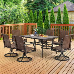 EROMMY Patio Wicker Swivel Chair Set of 2, Heavy Duty Outdoor Dining Chair with 23.5'' High Back, Extra-Large Water-Fall Seat, Gentle Rocker-Erommy