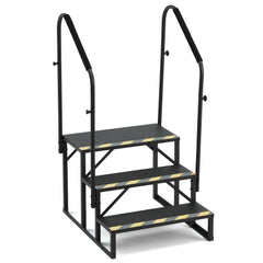 EROMMY 3-Step RV Steps with Dual Handrails, 660 LBS Heavy-Duty RV Stairs with Armrest Covers, Anti-Slip Hot Tub and Mobile Home Steps with Non-Skid Tapes