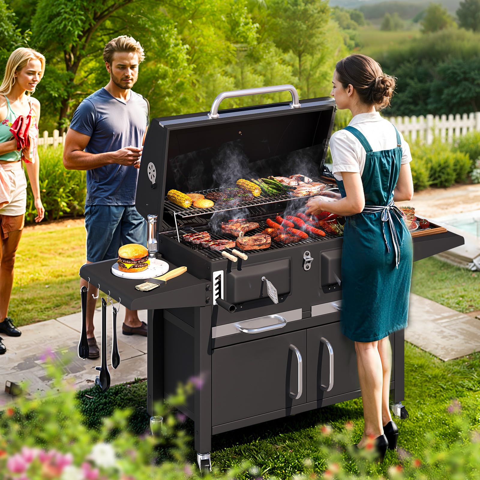 EROMMY 36 In Large Charcoal Grill - 620 Sq.In Oversized BBQ Area