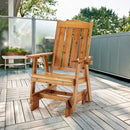 EROMMY Wooden Patio Glider Chair with Cup Holders Heavy Duty 700lbs