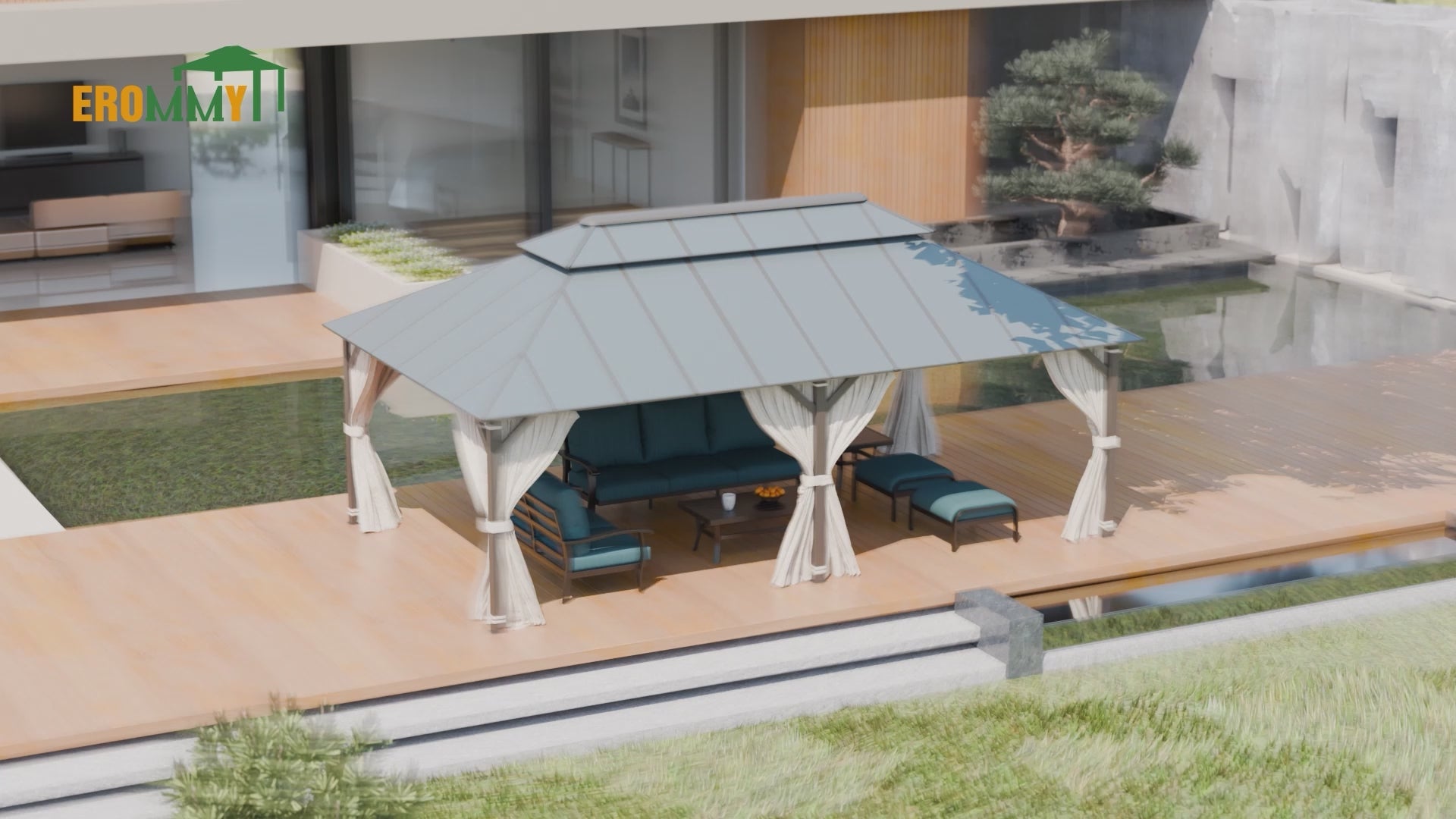 EROMMY 10X12 Hard Top Gazebo with Aluminum Composite Double Roof
