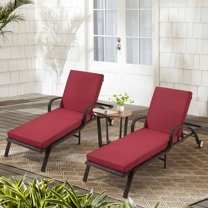 EROMMY Outdoor Lounge Chair Cushion Replacement Set of 2, Wine Red-Erommy