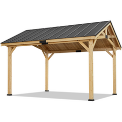 EROMMY 12x15 FT Hardtop Gazebo, Solid Spruce Wood Gazebo with Waterproof Asphalt Roof