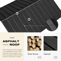 EROMMY 12x15 FT Hardtop Gazebo, Solid Spruce Wood Gazebo with Waterproof Asphalt Roof