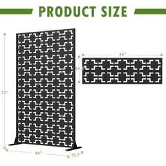 EROMMY 72" H Metal Privacy Screen, Free Standing Privacy Screen with Stable Heavy Base for Deck, Porch, Patio, Outdoor and Balcony, Black Square (Consist of 5 Panels)