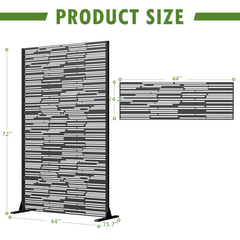 EROMMY 72" H Metal Privacy Screen, Freestanding Outdoor Privacy Screen with Upgraded Thickened Posts & Panels and Heavy Base, Black Linear(Consist of 5 Panels)