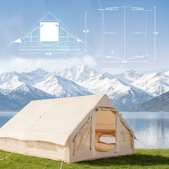 EROMMY Large Inflatable Tent for 8-10 Person, Waterproof Blow Up Camping Tent, Easy Setup 130 Square Glamping Cabin with Mesh Windows, A/C Port & Stove Jack