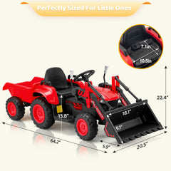 EROMMY Ride on Bulldozer for Kids Boys & Girls, 12V Electric Vehicles with Front Loader Bucket, Horn, Lights, Music Player, Safety Belt