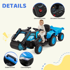 EROMMY Ride on Excavator with Electric Digging Arm, 4WD Motors, 12V Battery, Remote Control, and Bluetooth – Perfect Gift for Kids Ages 3-7