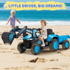 EROMMY Ride on Excavator with Electric Digging Arm, 4WD Motors, 12V Battery, Remote Control, and Bluetooth – Perfect Gift for Kids Ages 3-7