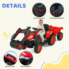 EROMMY Electirc Ride on Excavator with Electric Digging Arm, 4WD Motors, 12V Battery, Remote Control, and Bluetooth – Perfect Gift for Kids Ages 3-7