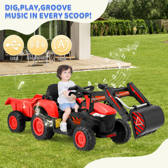 EROMMY Electirc Ride on Excavator with Electric Digging Arm, 4WD Motors, 12V Battery, Remote Control, and Bluetooth – Perfect Gift for Kids Ages 3-7