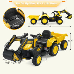 EROMMY Electric Ride on Excavator with Electric Digging Arm, 4WD Motors, 12V Battery, Remote Control, and Bluetooth – Perfect Gift for Kids Ages 3-7