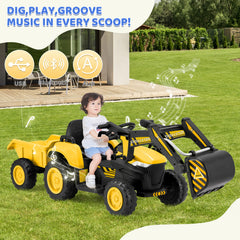 EROMMY Electric Ride on Excavator with Electric Digging Arm, 4WD Motors, 12V Battery, Remote Control, and Bluetooth – Perfect Gift for Kids Ages 3-7