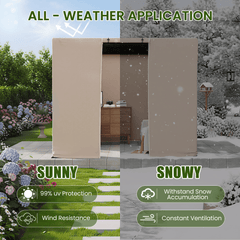 10FT X 10FT Pergola Winter Cover,  All-Season Pergola Accessory, Outdoor Pergola Cover with Sidewalls and Mesh Windows, Waterproof Enclosure for Weather Protection, Fits Most Pergola Sizes, Beige