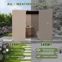 10FT X 12FT Pergola Winter Cover,  All-Season Pergola Accessory, Outdoor Pergola Cover with Sidewalls and Mesh Windows, Waterproof Enclosure for Weather Protection, Fits Most Pergola Sizes, Beige