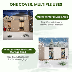 12FT X 20FT Pergola Winter Cover,  All-Season Pergola Accessory, Outdoor Pergola Cover with Sidewalls and Mesh Windows, Waterproof Enclosure for Weather Protection, Fits Most Pergola Sizes