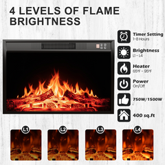 EROMMY Modern 70 Inch Electric Fireplace TV Stand with 16 Color Light Strip, Black