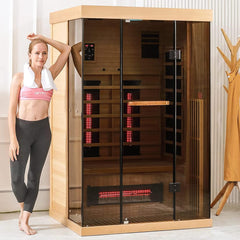 EROMMY Infrared Sauna, 1-2 Person Home Sauna with 10 Minutes Warm-up Heater Tube& Carbon Panels, Personal Sauna for Home