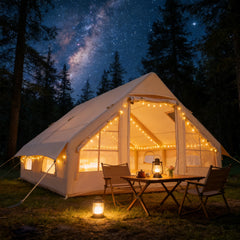 EROMMY Large Inflatable Tent for 8-10 Person, Waterproof Blow Up Camping Tent, Easy Setup 130 Square Glamping Cabin with Mesh Windows, A/C Port & Stove Jack