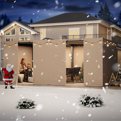 12FT X 20FT Pergola Winter Cover,  All-Season Pergola Accessory, Outdoor Pergola Cover with Sidewalls and Mesh Windows, Waterproof Enclosure for Weather Protection, Fits Most Pergola Sizes