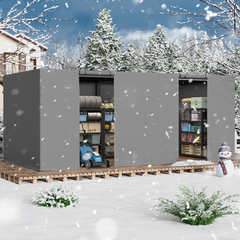 12FT X 20FT Pergola Winter Cover,  All-Season Pergola Accessory, Outdoor Pergola Cover with Sidewalls and Mesh Windows, Waterproof Enclosure for Weather Protection, Fits Most Pergola Size, Gray