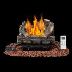 EROMMY 20 Inch Ventless Fireplace Logs Set, Only Used for LP/Propane, Brown
