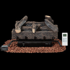 EROMMY 24 Inch Ventless Fireplace Logs Set, Only Used for Natural Gas, Brown