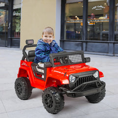 EROMMY Kids Jeep Car, 12V Ride on Electric Vehicles w/Parent Remote Control, 4WD SUV w/Safety Belt, Music and Lights, Red